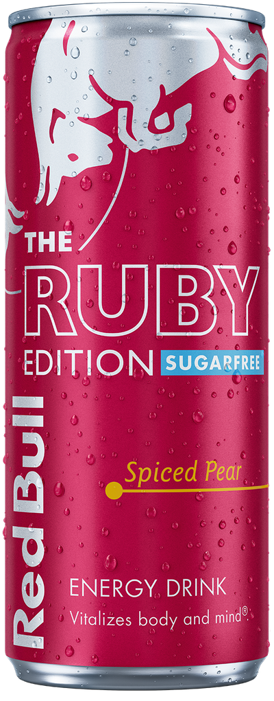 A full chilled can of Red Bull Ruby Edition Sugarfree