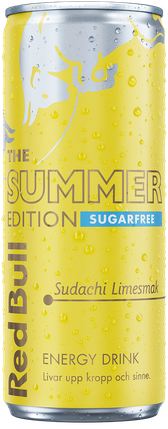 A full chilled can of Red Bull Summer Edition Sugarfree