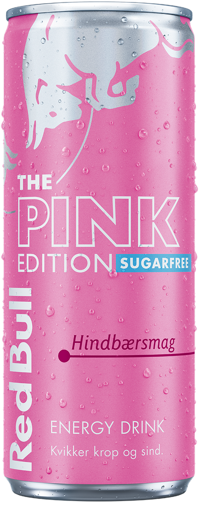 A full chilled can of Red Bull Pink Edition Sugarfree
