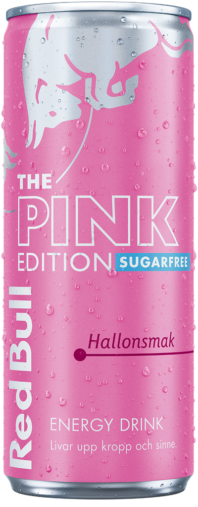 A full chilled can of Red Bull Pink Edition Sugarfree