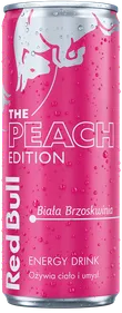 A full chilled can of Red Bull Peach Edition