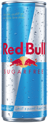 A full chilled can of Red Bull Sugarfree