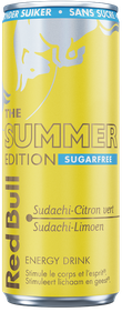 A full chilled can of Red Bull Summer Edition Sugarfree