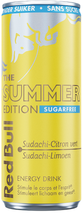 A full chilled can of Red Bull Summer Edition Sugarfree