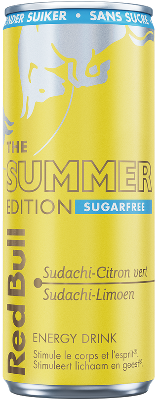A full chilled can of Red Bull Summer Edition Sugarfree