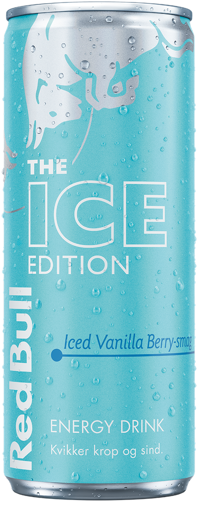 A full chilled can of Red Bull Ice Edition