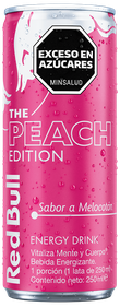 A full chilled can of Red Bull Peach Edition