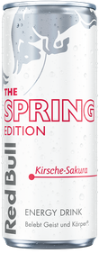 A full chilled can of Red Bull Spring Edition