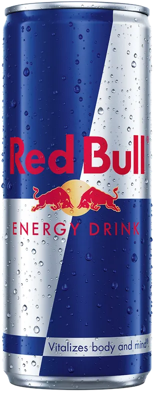 A full chilled can of Red Bull Energy Drink