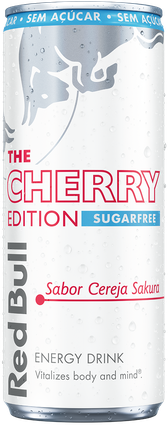 A full chilled can of Red Bull Cherry Edition Sugarfree