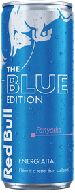 A full chilled can of Red Bull Blue Edition