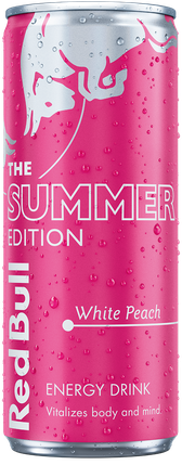 A full chilled can of Red Bull Summer Edition