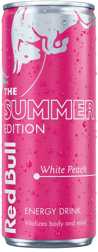 A full chilled can of Red Bull Summer Edition