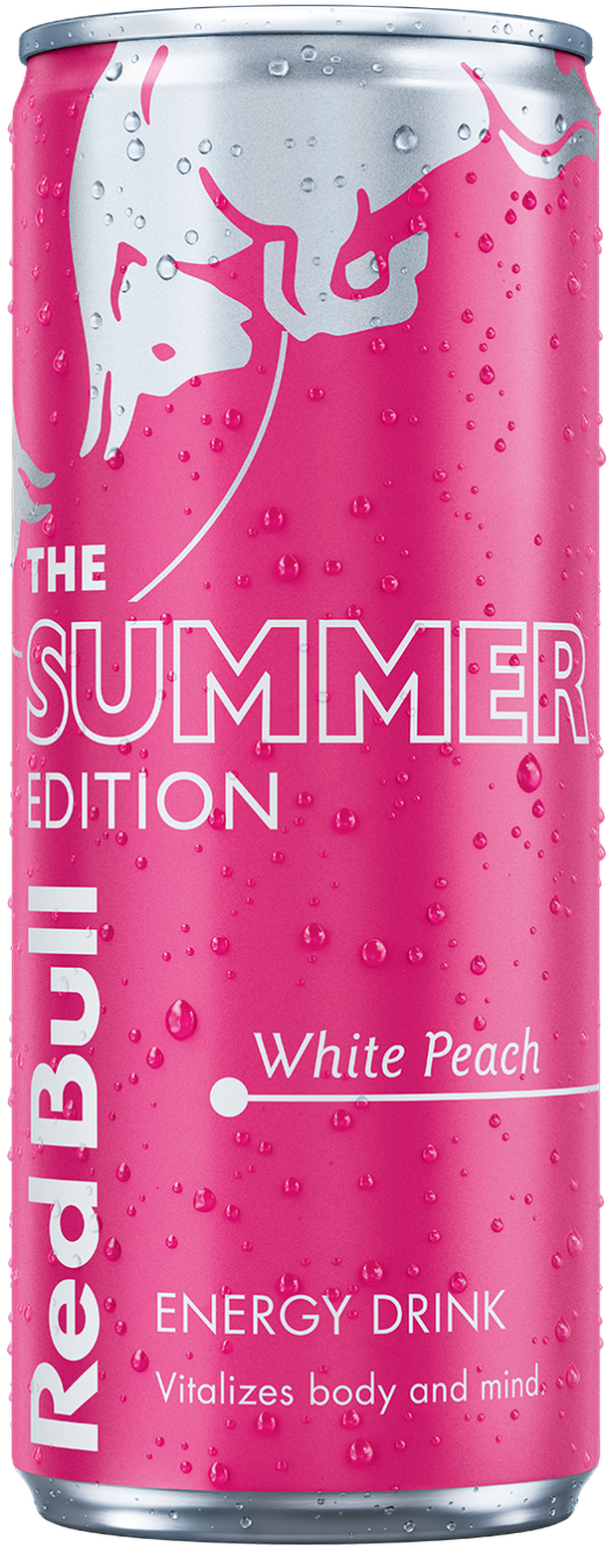 A full chilled can of Red Bull Summer Edition