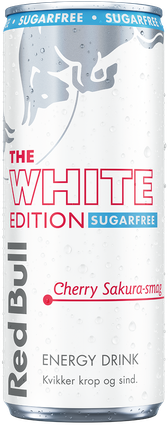 A full chilled can of Red Bull White Edition Sugarfree