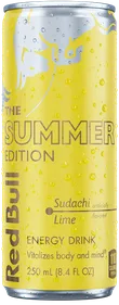 A full chilled can of Red Bull Summer Edition
