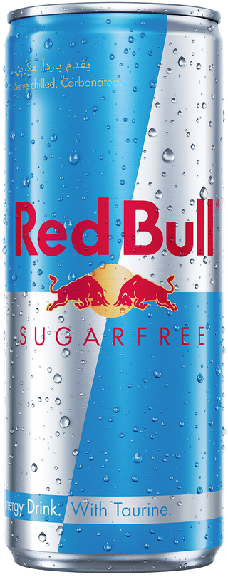A full chilled can of Red Bull Sugarfree