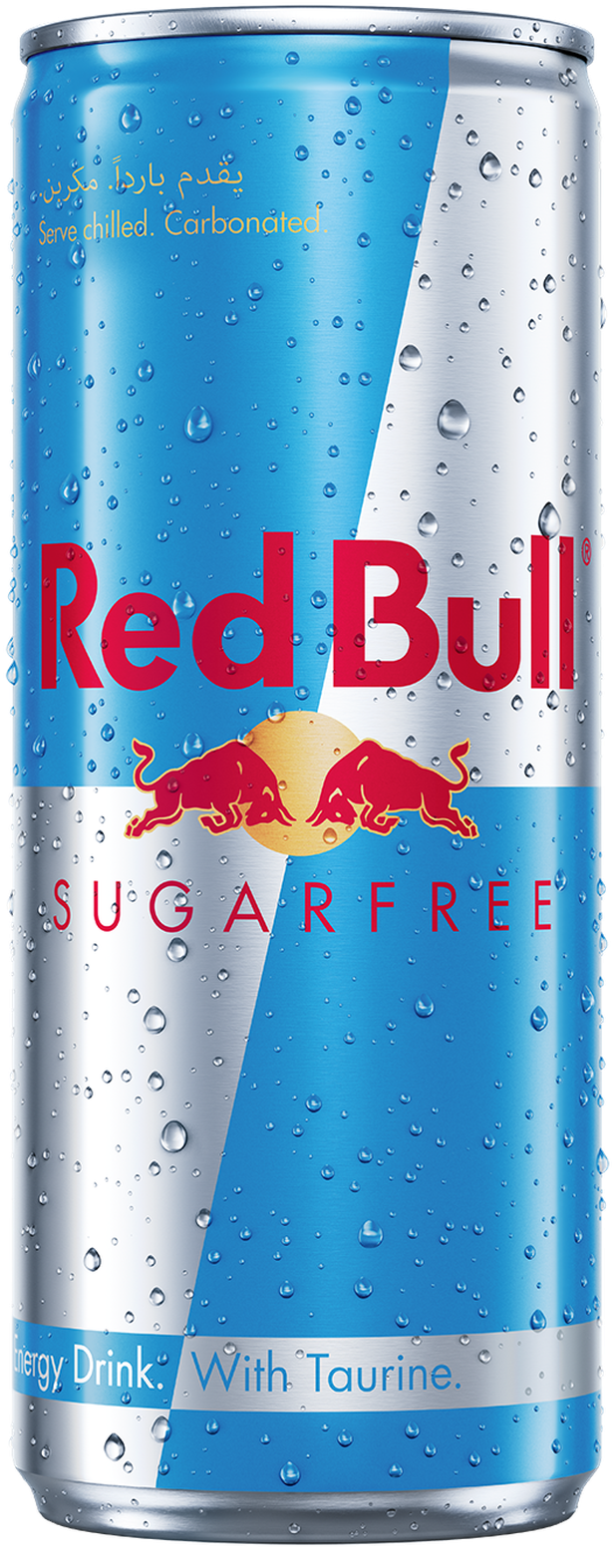 A full chilled can of Red Bull Sugarfree