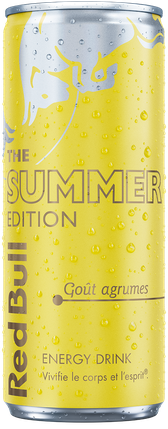 A chilled can of Red Bull Summer Edition