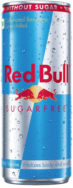 A full chilled can of Red Bull Sugarfree