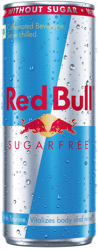 A full chilled can of Red Bull Sugarfree