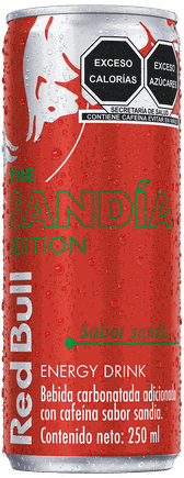 A full chilled can of Red Bull Sandia Edition