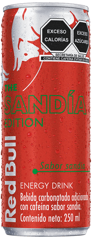 A full chilled can of Red Bull Sandia Edition