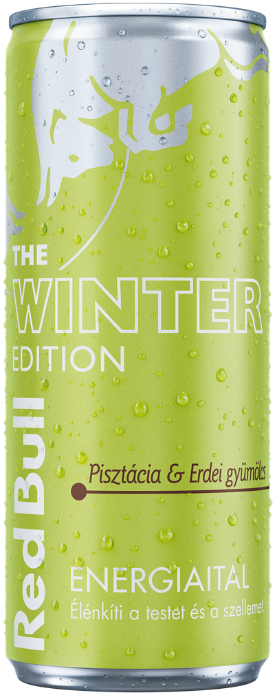 A full chilled can of Red Bull Winter Edition