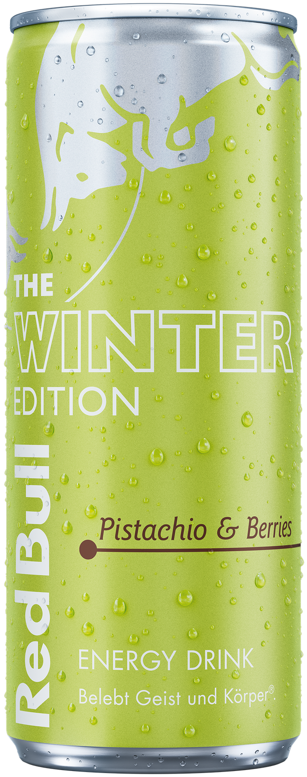 A full chilled can of Red Bull Winter Edition