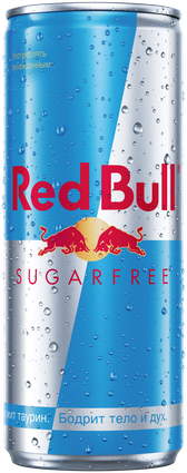 Image of a chilled can of Red Bull Sugarfree