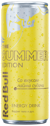 Image of a chilled can of Red Bull Summer Edition