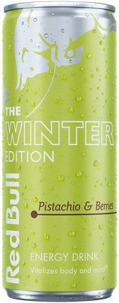 A full chilled can of Red Bull Winter Edition