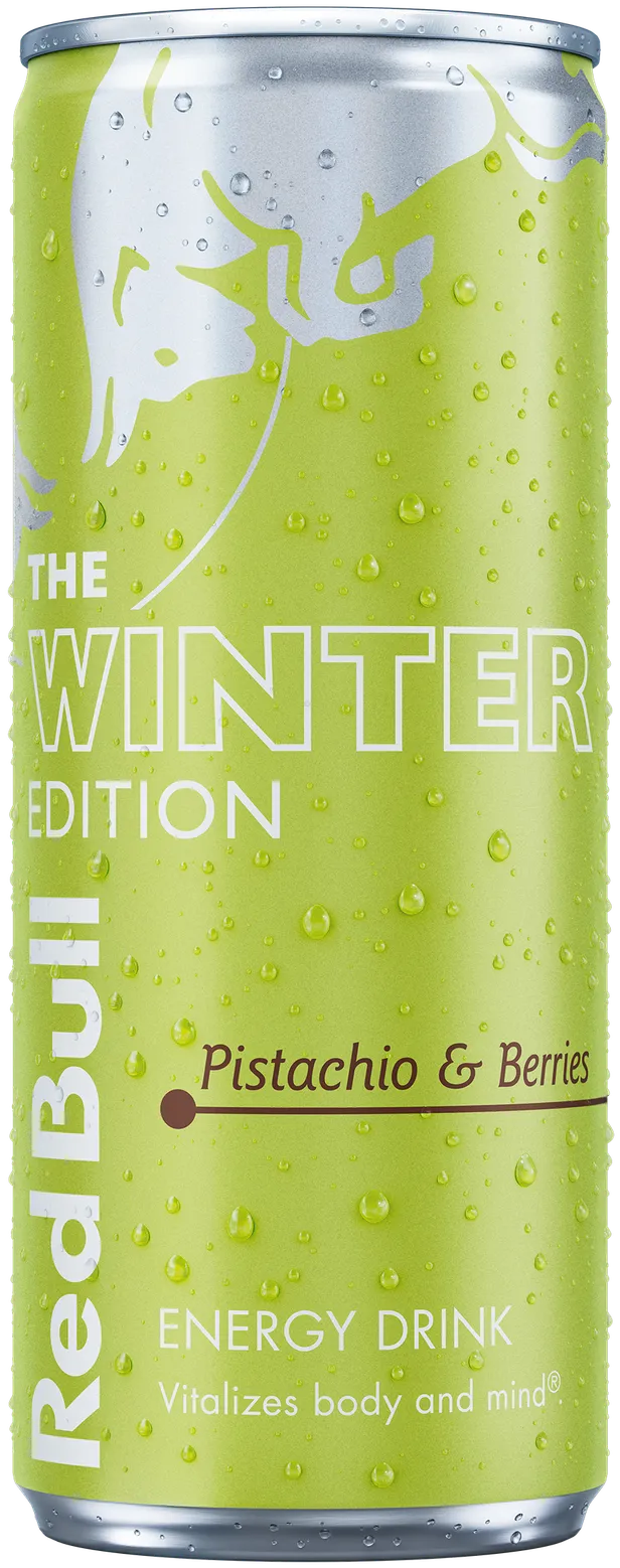 A full chilled can of Red Bull Winter Edition