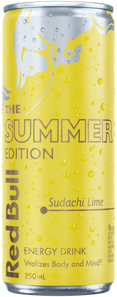 A chilled can of Red Bull Summer Edition