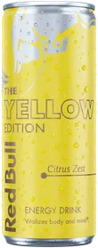 A chilled can of Red Bull Yellow Edition