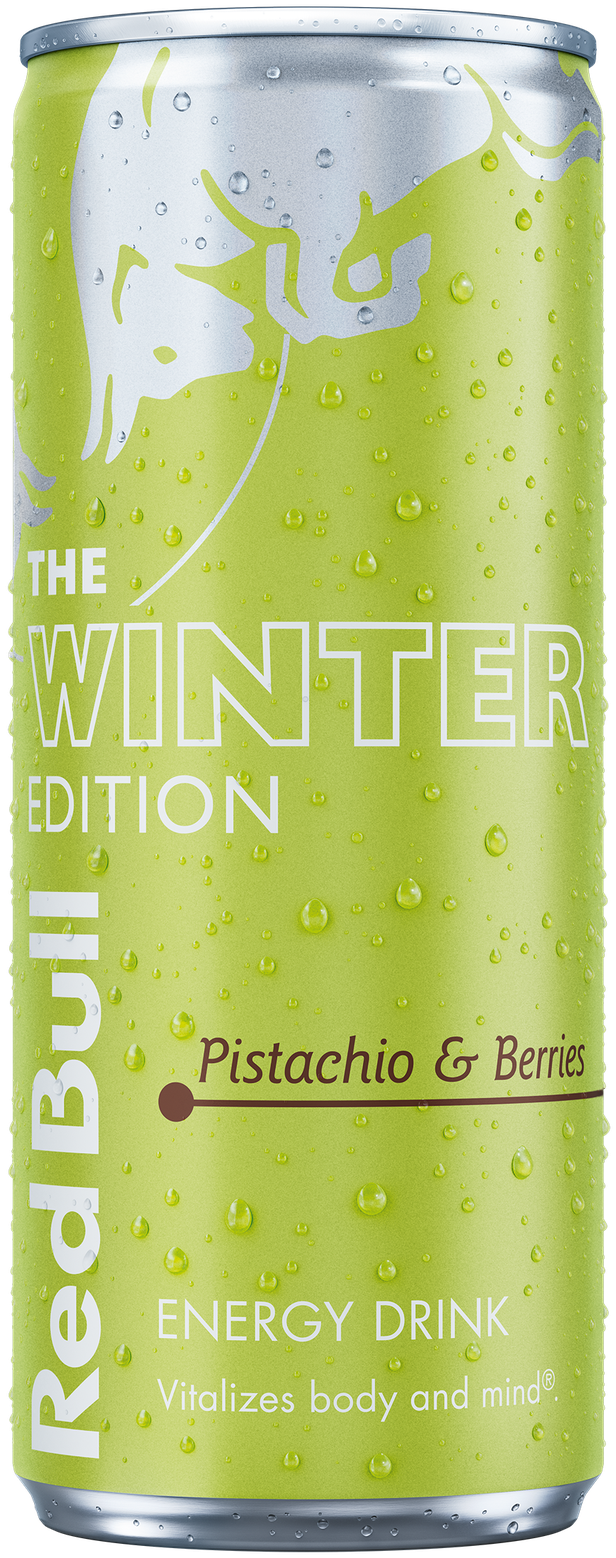 A full chilled can of Red Bull Winter Edition