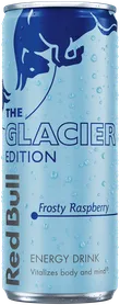 Image of a chilled can of Red Bull Glacier Edition