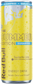 Image of a chilled can of Red Bull Summer Edition Sugarfree