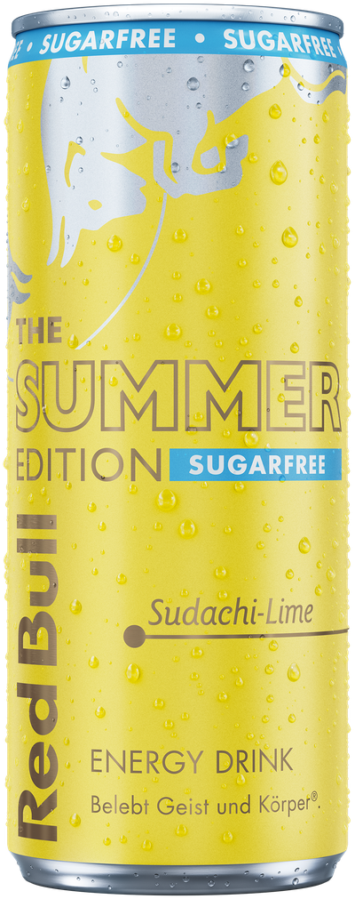 Image of a chilled can of Red Bull Summer Edition Sugarfree