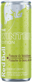 A full chilled can of Red Bull Winter Edition