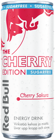 Image of a chilled can of Red Bull Spring Edition Sugarfree