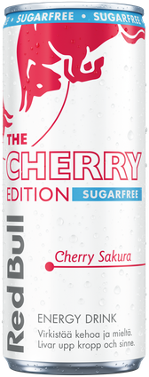 Image of a chilled can of Red Bull Spring Edition Sugarfree
