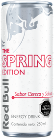 A chilled can of Red Bull Spring Edition