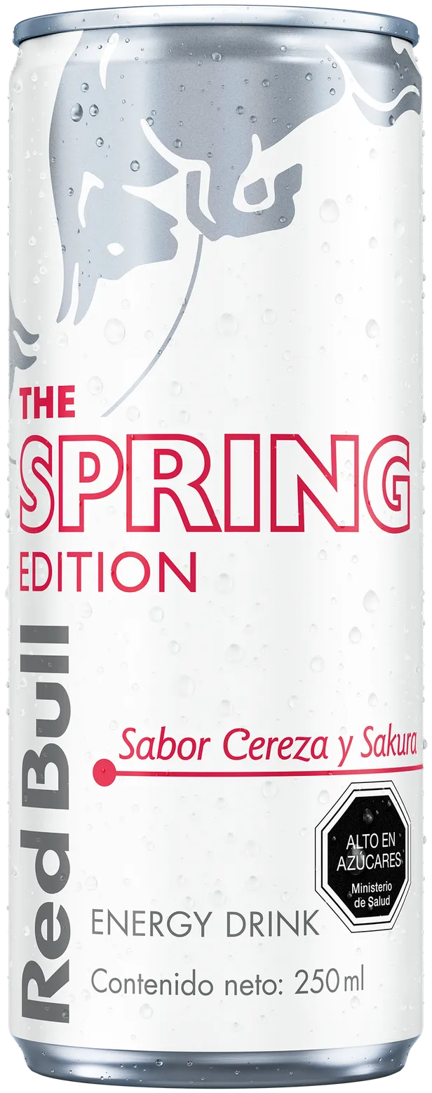 A chilled can of Red Bull Spring Edition