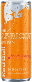 A chilled can of Red Bull Apricot Edition