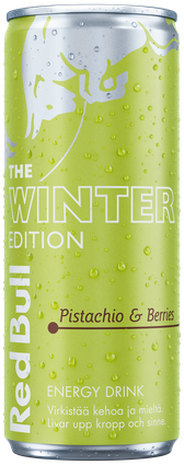 A full chilled can of Red Bull Winter Edition