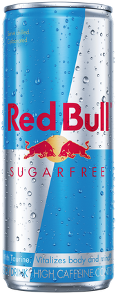 A full chilled can of Red Bull Sugarfree