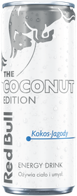 A chilled can of Red Bull Coconut Edition