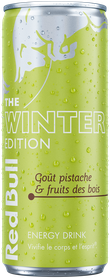 A full chilled can of Red Bull Winter Edition
