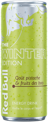 A full chilled can of Red Bull Winter Edition